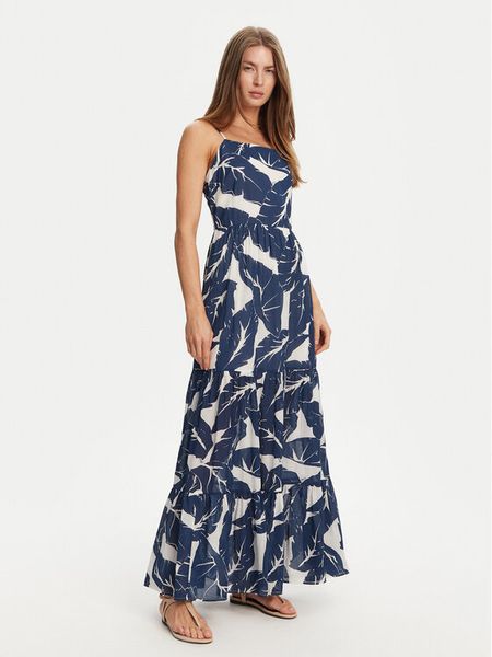 Gaudi Sukienka letnia 511FD15021 Granatowy Regular Fit. Niebieskie sukienki damskie Gaudi, na lato, bez wzorów, z bawełny, bez kołnierzyka, bez ramiączek. Za 399.99 zł.