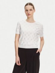 Guess Sweter W5GR05 Z3D60 Biały Regular Fit. Białe swetry nierozpinane damskie Guess, s, z aplikacjami, z wiskozy, bez kołnierzyka, bez ramiączek. Za 249.99 zł.