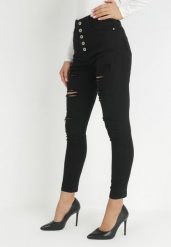 Czarne Jeansy Skinny na Guziki Arru. Czarne jeansy damskie Born2be, bez wzorów, z jeansu, z podwyższonym stanem. Za 39.99 zł.