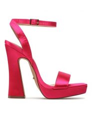 DeeZee Sandały LS5878-01 Różowy. Czerwone sandały damskie DeeZee, bez wzorów, z materiału, bez obcasa, na słupku, bez zapięcia. Za 179.99 zł.