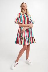 Sukienka w paski Basilea WEEKEND MAX MARA. Sukienki damskie Weekend Max Mara, bez wzorów, bez kołnierzyka, bez ramiączek. W wyprzedaży za 1,007.44 zł.