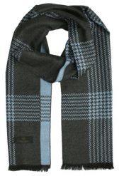 Jesienno-Zimowy Szalik Dwustronny - Wiskoza - Szarość i Niebieski. Niebieskie szaliki męskie Adriano Guinari, bez wzorów, z bawełny. Za 59.00 zł.