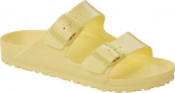 Klapki damskie BIRKENSTOCK ARIZONA EVA. Zielone klapki damskie Birkenstock, bez wzorów, biznesowe, bez obcasa, bez zapięcia. Za 229.99 zł.
