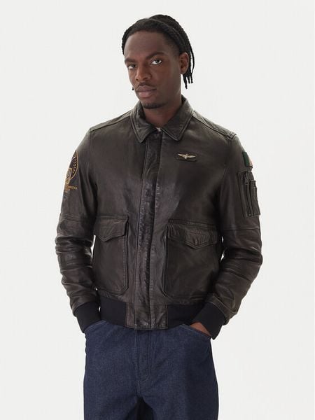Aeronautica Militare Kurtka skórzana 252PN0963U100839 Czarny Regular Fit. Czarne kurtki męskie Aeronautica Militare, m, bez wzorów, ze skóry, bez kaptura. Za 4,209.00 zł.