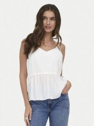 ONLY Top Nele 15370325 Biały Regular Fit. Białe topy damskie ONLY, l, bez wzorów, z wiskozy, bez kołnierzyka, bez ramiączek. Za 149.99 zł.
