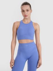 4F Biustonosz treningowy bezszwowy ze średnim wsparciem 4F x Anna Lewandowska - niebieski L/XL. Niebieskie bielizna sportowa damska 4F, l, bez wzorów, z dzianiny. Za 99.99 zł.