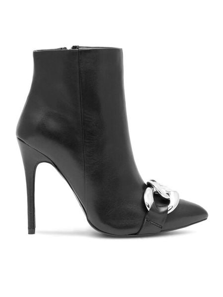 Eva Minge Botki MURCJA-110472 Czarny. Czarne botki damskie Eva Minge, bez wzorów, ze skóry, bez obcasa, na szpilce, bez zapięcia. Za 329.99 zł.