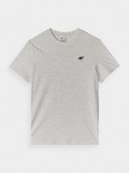 4F T-shirt regular gładki męski - szary XL. Szare t-shirty męskie 4F, m, bez wzorów, z bawełny, bez kołnierzyka, bez ramiączek. Za 49.99 zł.