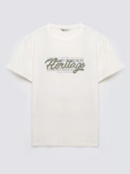 Koszulka męska z nadrukiem biała Keren 100. Białe t-shirty męskie BIG STAR, l, bez wzorów, z bawełny, bez kołnierzyka, bez ramiączek. Za 99.99 zł.