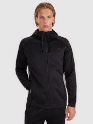 4F Bluza treningowa regular szybkoschnąca męska - czarna XXL. Czarne bluzy sportowe męskie 4F, m, bez wzorów, z dzianiny, z kapturem, na fitness i siłownię. Za 199.99 zł.