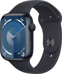 Smartwatch Apple Watch 9 45mm GPS Midnight Alu Sport S/M Granatowy (MR993). Niebieskie zegarki smartwatch Apple, bez wzorów. Za 2,393.28 zł.