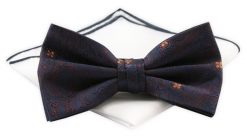 Mucha Męska z Białą Poszetką - Chattier - Wzór Kwiatowy, Granatowa. Niebieskie krawaty i muchy Chattier, bez wzorów, z poliesteru, eleganckie. Za 59.00 zł.