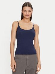 Gina Tricot Top 22470 Granatowy Slim Fit. Niebieskie topy damskie Gina Tricot, xs, bez wzorów, z bawełny, bez kołnierzyka, bez ramiączek. Za 39.99 zł.