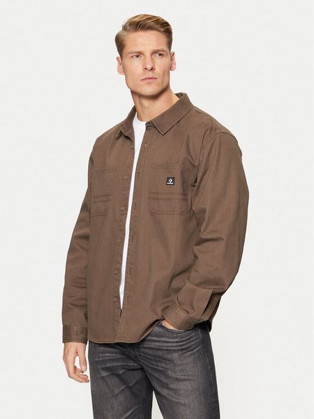 Converse Koszula 10026973-A02 Brązowy Relaxed Fit. Brązowe koszule męskie Converse, m, bez wzorów, z bawełny, bez kołnierzyka, bez ramiączek. Za 219.99 zł.