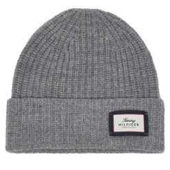 Czapka Tommy Hilfiger. Szare czapki męskie Tommy Hilfiger, na zimę, bez wzorów. Za 249.99 zł.