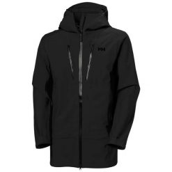 Kurtka przeciwdeszczowa z kapturem Helly Hansen Alpha 3L. Czarne kurtki sportowe męskie Helly Hansen, l, bez wzorów, z elastanu, z kapturem, narciarskie. Za 2,222.50 zł.
