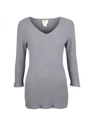 Toy-G Sweter "V-neck" | TS10212 | Kobieta | Szary. Szare swetry nierozpinane damskie Toy G, m, bez wzorów, z bawełny, bez kołnierzyka, bez ramiączek. W wyprzedaży za 189.00 zł.