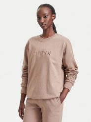 Guess Bluza O5RQ03 KCO31 Brązowy Regular Fit. Brązowe bluzy damskie Guess, xs, z aplikacjami, z bawełny, bez ramiączek, bez kaptura. Za 264.99 zł.