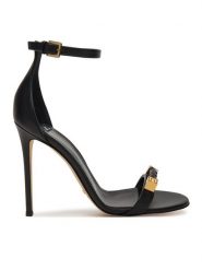 Elisabetta Franchi Sandały SA12L61E2 Czarny. Czarne sandały damskie Elisabetta Franchi, bez wzorów, ze skóry, bez obcasa, na szpilce, bez zapięcia. Za 2,339.00 zł.