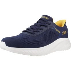 Buty SKECHERS BOB SQUAD CHAOS SOLID STEP Niebieski. Niebieskie buty zimowe męskie Skechers, bez wzorów, z tkaniny, bez obcasa, bez zapięcia. Za 364.99 zł.