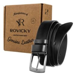 Pasek męski czarny Rovicky PRS-01-G. Czarne paski męskie ROVICKY, ze skóry, klasyczne. Za 50.00 zł.