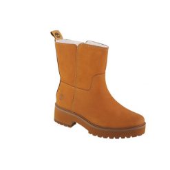 Buty zimowe damskie, Carnaby Cool Wrmpullon WR. Żółte obuwie trekkingowe damskie Timberland, bez zapięcia. Za 659.99 zł.