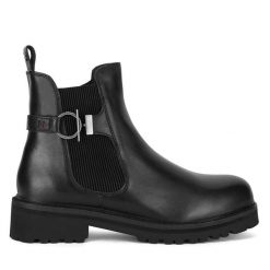 Botki U.S. Polo Assn. Czarne botki damskie U.S. Polo Assn., bez wzorów, bez obcasa, na płaskiej podeszwie, bez zapięcia. Za 379.99 zł.