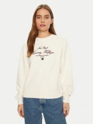 Tommy Hilfiger Bluza Modern Script WW0WW43844 Écru Regular Fit. Bluzy damskie Tommy Hilfiger, xxl, bez wzorów, z bawełny, bez ramiączek, bez kaptura. Za 339.99 zł.