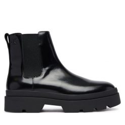 Sztyblety Calvin Klein. Czarne botki męskie Calvin Klein, bez wzorów, bez obcasa, bez zapięcia. Za 749.99 zł.