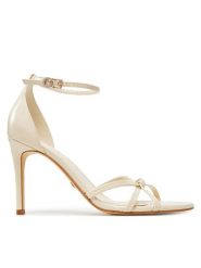 Guess Sandały FLJSPR PAF03 Beżowy. Brązowe sandały damskie Guess, z aplikacjami, ze skóry, bez obcasa, na szpilce, bez zapięcia. Za 489.99 zł.