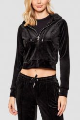 JUICY COUTURE Czarna bluza Madison Outline, Rozmiar L. Czarne bluzy damskie Juicy Couture, l, bez wzorów, bez ramiączek, z kapturem. W wyprzedaży za 282.99 zł.