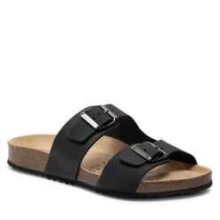 Klapki Geox. Czarne klapki damskie Geox, bez wzorów, bez obcasa, bez zapięcia. Za 379.99 zł.