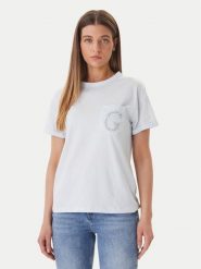 Guess T-Shirt W6GI17 K3037 Niebieski Regular Fit. Niebieskie t-shirty damskie Guess, xl, z aplikacjami, z bawełny, bez kołnierzyka, bez ramiączek. Za 209.99 zł.