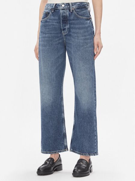 Tommy Hilfiger Jeansy Loose Straight Rw Klo WW0WW40646 Niebieski Wide Leg. Niebieskie jeansy damskie Tommy Hilfiger, bez wzorów, z bawełny. Za 469.99 zł.