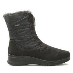 Botki Ara. Czarne botki damskie Ara, bez wzorów, z gore-texu, bez obcasa, na płaskiej podeszwie, bez zapięcia. Za 549.99 zł.