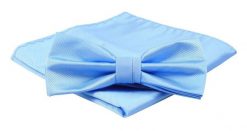 Mucha Męska z Poszetką, Błękitna Jednokolorowa w Drobny Prążek -ALTIES. Niebieskie krawaty i muchy Alties, bez wzorów, eleganckie. Za 54.00 zł.
