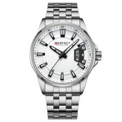 Srebrny Zegarek Męski Bransoleta Duży Solidny Perfect M144. Szare zegarki męskie bez wzorów, srebrne. Za 119.99 zł.