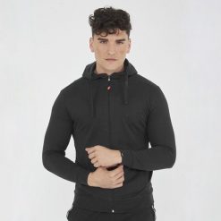 Lekka sportowa kurtka z kapturem MAYA w rozmiarze oversize czarna. Czarne kurtki sportowe męskie Legea, xl, bez wzorów, z bawełny, z kapturem, do biegania. Za 108.00 zł.