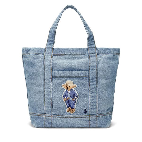 Torebka Polo Ralph Lauren. Niebieskie shopperki damskie Polo Ralph Lauren, bez wzorów, bez dodatków. Za 839.99 zł.