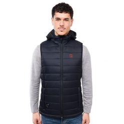 Podgrzewana kamizelka puchowa EVO bez rękawów. Czarne bluzy męskie G-HEAT, na zimę, m, bez wzorów, z puchu, sportowe, bez ramiączek, z kapturem. Za 563.59 zł.