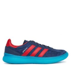 Buty halowe adidas. Niebieskie buty sportowe męskie Adidas, bez wzorów, bez zapięcia. Za 529.99 zł.