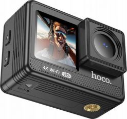 Kamera Hoco HOCO kamera sportowa z dwoma wyświetlaczami 1,3" + 2" anti-shake IPS 4K DV102 czarna. Kamery sportowe Hoco. Za 215.89 zł.