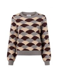 Nümph Sweter damski - Nulila Kobiety drobna dzianina brązowy|beżowy|szary wzorzysty, XL. Brązowe swetry nierozpinane damskie Nümph, xl, bez wzorów, z dzianiny, eleganckie, bez kołnierzyka, bez ramiączek. Za 399.95 zł.