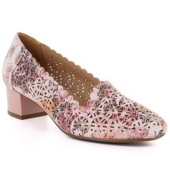 Półbuty damskie ażurowe na obcasie multikolor Potocki 26-12393. Półbuty damskie POTOCKI, w ażurowe wzory, z tkaniny, eleganckie, bez obcasa, na obcasie, bez zapięcia. Za 139.99 zł.