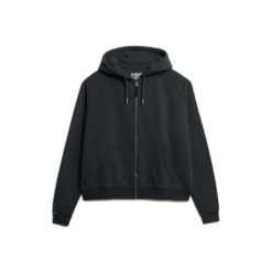 Damska bluza z kapturem zapinana na zamek Superdry Studios Relaxed. Czarne bluzy damskie Superdry, bez wzorów, bez ramiączek, z kapturem. Za 350.65 zł.