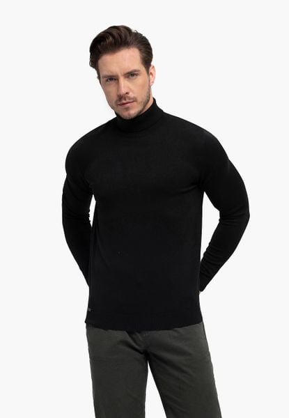 Sweter z golfem S-MAX. Czarne swetry męskie Volcano, na jesień, l, bez wzorów, z dzianiny, klasyczne, bez kołnierzyka, bez ramiączek. Za 149.99 zł.