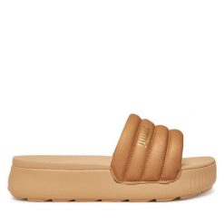 Klapki Puma. Żółte klapki damskie Puma, bez wzorów, bez obcasa, bez zapięcia. Za 169.99 zł.