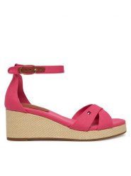 Tommy Hilfiger Sandały Flag Criss-Cros Mid Wedge Espad FW0FW08481 Różowy. Czerwone sandały damskie Tommy Hilfiger, bez wzorów, z materiału, bez obcasa, na koturnie, bez zapięcia. Za 279.99 zł.