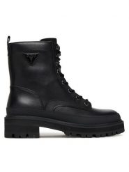 Guess Trzewiki FLFB2D LEA10 Czarny. Czarne botki damskie Guess, z aplikacjami, ze skóry, bez obcasa, na płaskiej podeszwie, bez zapięcia. Za 489.99 zł.