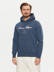 Tommy Hilfiger Bluza Script Logo MW0MW33631 Niebieski Regular Fit. Niebieskie bluzy męskie Tommy Hilfiger, m, bez wzorów, z syntetyku, bez ramiączek, bez kaptura. W wyprzedaży za 299.99 zł.